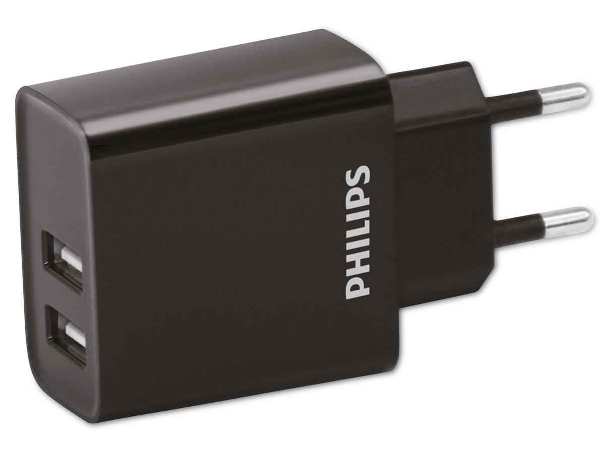 PHILIPS USB-Lader 2-fach, 15,5 W, 3,1 A, 2x USB-A von Philips