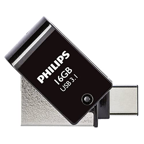 Philips 2-in-1 OTG Edition Ultra Speed USB-C/USB 3.1 duales USB-Flash-Laufwerk USB-Stick 16 GB für PC, Laptop, Computer, (Android) Smartphone, Tablet, Ultra Small, Lesegeschwindigkeit bis zu 180 MB/s von Philips
