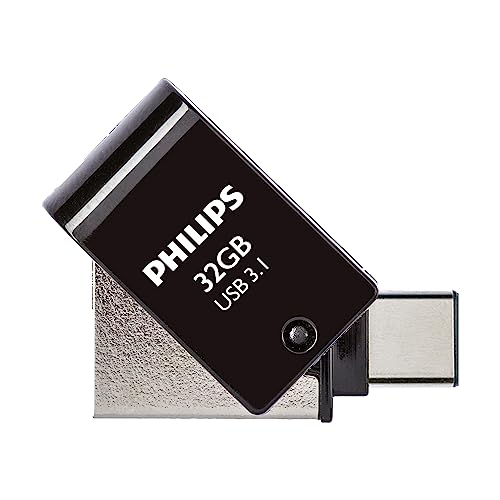 Philips 2-in-1 OTG Edition Ultra Speed USB-C/USB 3.1 duales USB-Flash-Laufwerk USB-Stick 32 GB für PC, Laptop, Computer, (Android) Smartphone, Tablet, Ultra Small, Lesegeschwindigkeit bis zu 180 MB/s von Philips