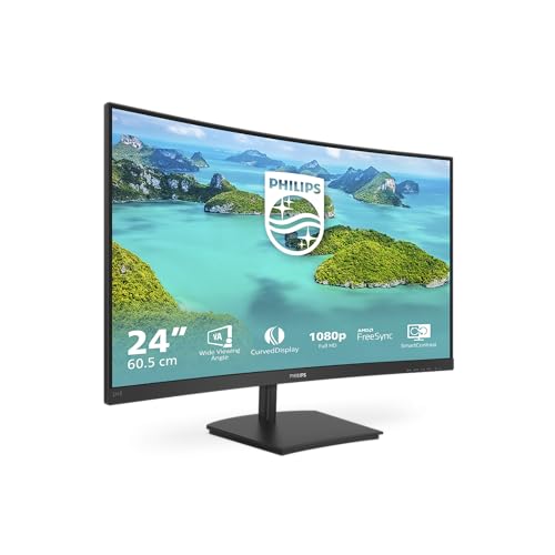 Philips 241E1SC - 24 Zoll FHD Curved Monitor, FreeSync (1920x1080, 75 Hz, VGA, HDMI) schwarz von Philips