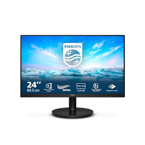 Philips 241V8LAB - 24 Zoll Full HD Monitor, eingeb. Lautsprecher, Flimmerfrei (1920x1080, 100 Hz, VGA, HDMI) schwarz von Philips