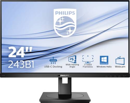 Philips 243B1 LCD-Monitor EEK E (A - G) 61cm (24 Zoll) 1920 x 1080 Pixel 16:9 4 ms RJ45, Kopfhörer- von Philips