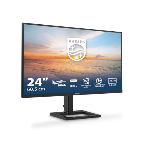 Philips 24E1N1300A - 24 Zoll Full HD Monitor, Lautsprecher (1920x1080, 100 Hz, HDMI, USB-C (65W Power Delivery), USB Hub) schwarz von Philips Monitors