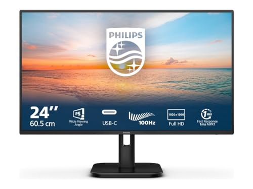 Philips 24E1N1300A - 24 Zoll Full HD Monitor, Lautsprecher (1920x1080, 100 Hz, HDMI, USB-C (65W Power Delivery), USB Hub) schwarz von Philips