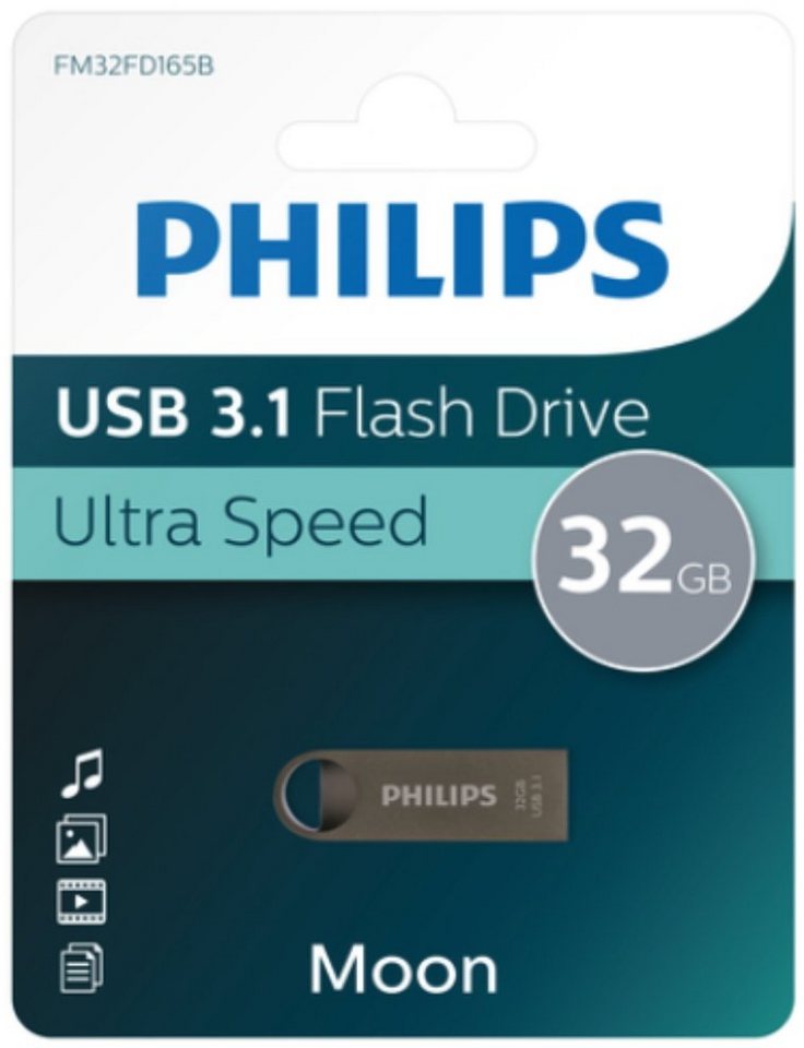 Philips 32GB Speicherstick Moon Aluminium grau USB 3.1 USB-Stick von Philips