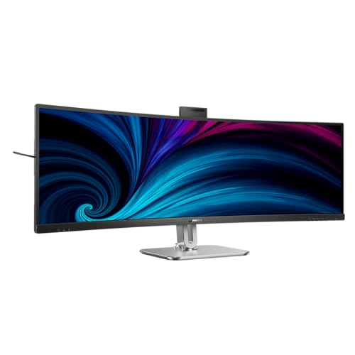 Philips 49B2U6900CH - 49 Zoll DQHD Curved Monitor, Webcam, Mikrofon, RJ45, höhenverstellbar (5120x1440, HDMI, DisplayPort, USB-C, USB Hub) schwarz von Philips Monitors