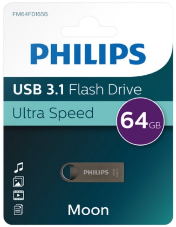 Philips 64GB Speicherstick Moon Aluminium grau USB 3.1 USB-Stick von Philips