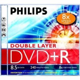 Philips 8710895992114 8.5GB DVD+R DL 5 Zoll DVD in weiß - DVD+RW (8,5 GB, DVD+R DL, 120 mm, 5 x 240 min, 8 x) von Philips