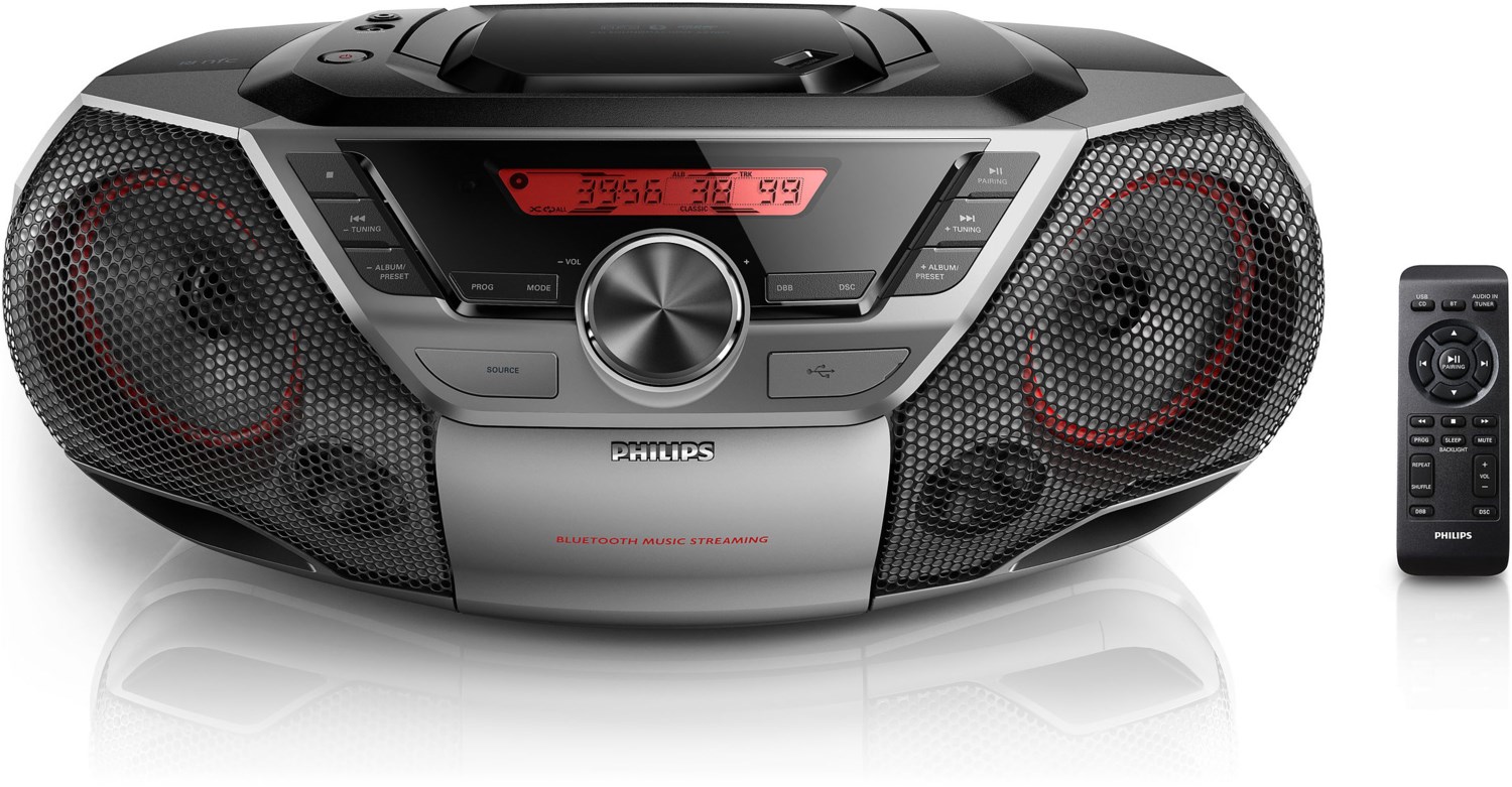 Philips AZ700T/12 Soundmachine CD MP3-CD Bluetooth USB BT NFC UKW schwarz/silber von Philips