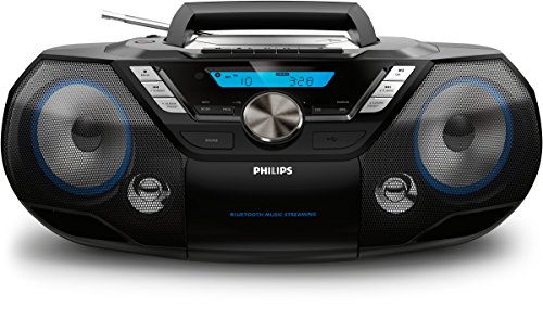 Philips AZB798T/12 CD-Soundmaschine, CD Player Tragbar (Radio DAB+/UKW, Bluetooth, CD, MP3-CD, USB, Kassette, All-in-One-Soundsystem) schwarz von Philips