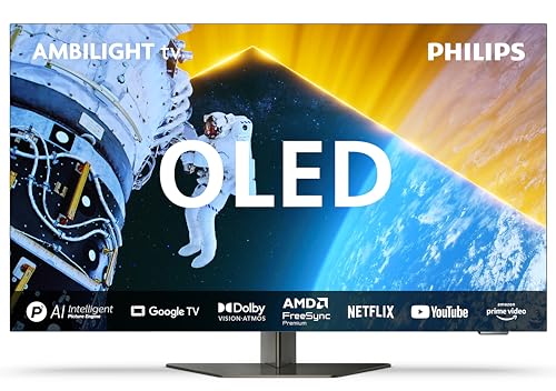 Philips Ambilight 48OLED809 4K OLED Smart TV - 48-Zoll Display mit P5 AI Perfect Picture, Ultra HD Google TV, Dolby Vision und Dolby Atmos Sound - Funktioniert mit Alexa und Google Sprachassistent Philips Ambilight 48OLED809 4K OLED Smart TV - 48-Zoll Display mit P5 AI Perfect Picture, Ultra HD Google TV, Dolby Vision und Dolby Atmos Sound - Funktioniert mit Alexa und Google Sprachassistent von Philips