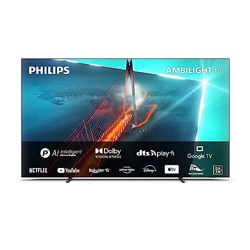 Philips Ambilight TV | 55OLED708/12 | 139 cm (55 Zoll) 4K UHD OLED Fernseher | 120 Hz | HDR | Dolby Vision | Google TV | VRR | WiFi | Bluetooth | DTS:X | Sprachsteuerung von Philips