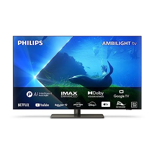 Philips Ambilight TV | 55OLED808/12 | 139 cm (55 Zoll) 4K UHD OLED Fernseher | 120 Hz | HDR | Dolby Vision | Google TV | VRR | WiFi | Bluetooth | DTS:X | Sprachsteuerung von Philips