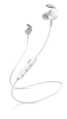 Philips Audio E4205WT/00 In Ear Bluetooth Kopfhörer mit Inline-Fernbedienung (8,2-mm-Neodym-Treiber, BASS Boost-Taste, 10 Stunden Spielzeit, Geräuschisolierung, Sicherer Sitz) Weiß von Philips