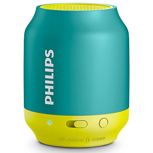 Philips BT50A/00 tragbarer kabelloser Bluetooth Lautsprecher (2 Watt) türkis/neongelb von Philips