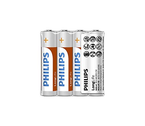 Philips Batterien AAA - R03L4F - 4er-Pack Batterien - Zinkchlorid-Technologie - 3 Jahre Lebensdauer von Philips