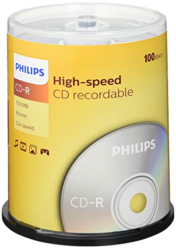 Philips CD-R Rohlinge (700 MB Data/ 80 Minuten, 52x High Speed Aufnahme, 100er Spindel) von Philips
