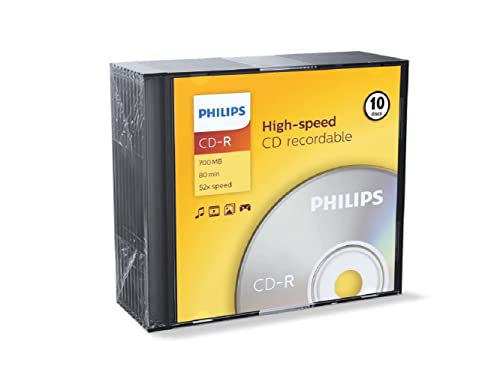 Philips CD-R Rohlinge (700 MB Data/ 80 Minuten, 52x High Speed Aufnahme, 10er Slim Case) von Philips