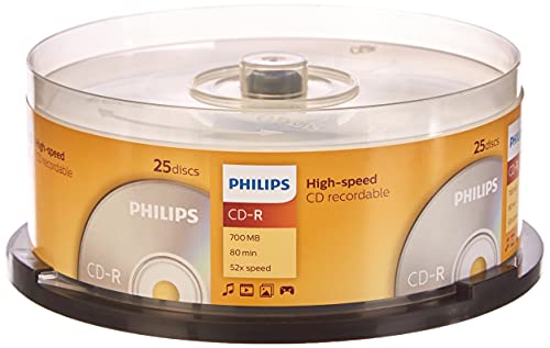 Philips CD-R Rohlinge (700 MB Data/ 80 Minuten, 52x High Speed Aufnahme, 25er Spindel) von Philips