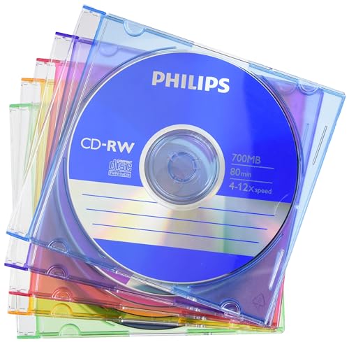 Philips CD-RW Rohlinge 80Min 700MB 4-12x 5er Slim Case Coloured von Philips