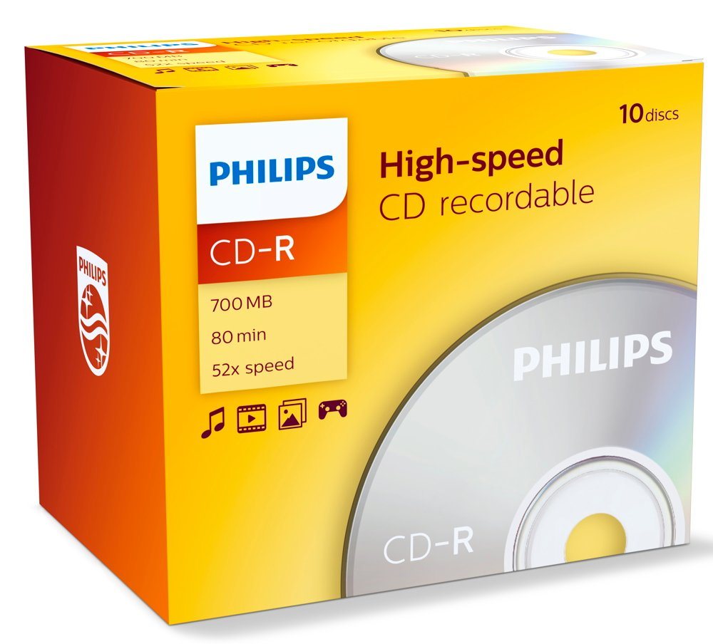Philips CD-Rohling 10 Philips Rohlinge CD-R 80Min 700MB 52x Jewelcase von Philips