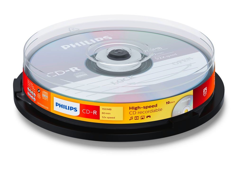 Philips CD-Rohling 10 Philips Rohlinge CD-R 80Min 700MB 52x Spindel von Philips