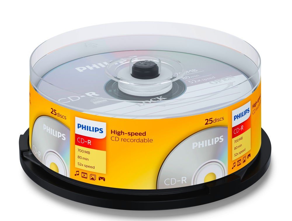 Philips CD-Rohling 25 Philips Rohlinge CD-R 80Min 700MB 52x Spindel von Philips