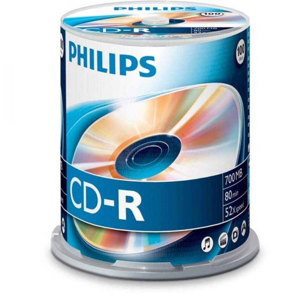 Philips CD-Rohling CD-R 80 Min/700 MB Philips 52x in Cakebox 100 Stk von Philips