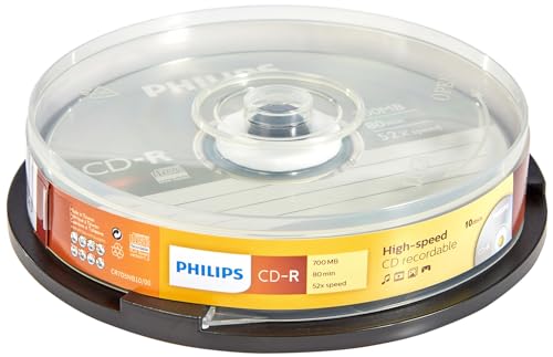 Philips CR7D5NB10/00 CD-R Rohlinge 80 Min 52x 700MB 10er Spindel von Philips