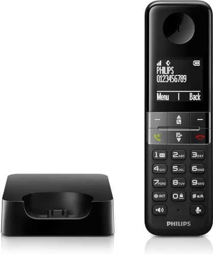 Philips D4701B Schnurloses Telefon mit 16 Stunden Sprechzeit, 4,6-cm-Display und Freisprechfunktion von Philips