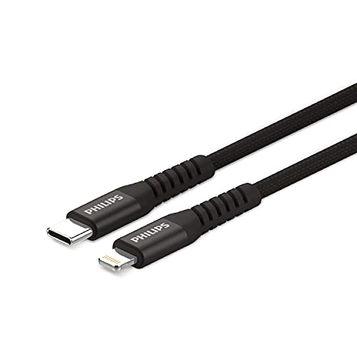 Philips DLC5204L/00 - USB-C auf Lightning Kabel - 120 cm - für Typ-C Ladegeräte und iPhone/iPad - Schwarz von Philips