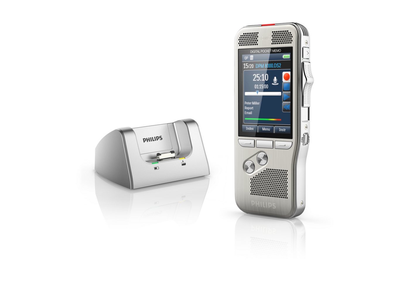 Philips DPM8100 Digitales Diktiergerät (PocketMemo Diktiergerät, Schiebeschalter, Integrator-Set) von Philips