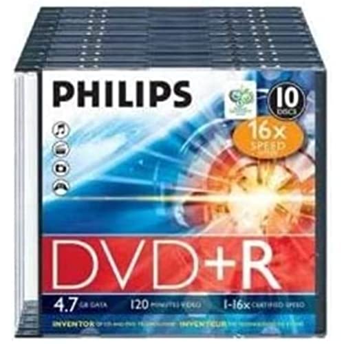 Philips DR4S6S10F/00 DVD+R Rohlinge 16x 4,7GB 10er Slim Case von Philips
