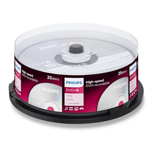 Philips DVD+R Rohlinge High-Speed (4.7 GB /120 Minuten Video, 1-16x Speed, 25er Spindel) von Philips