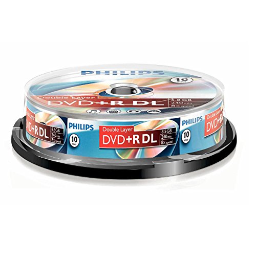 Philips DVD+R Rohlinge (8.5 GB Data/ 240 Minuten Video, 8X High Speed Aufnahme, 10er Spindel, Double Layer DL) von Philips