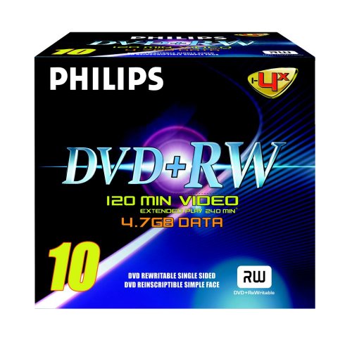 Philips DVD+RW Rohling 4,7GB 120 Minuten 4x Speed JewelCase von Philips