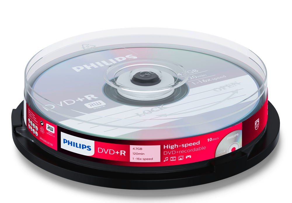 Philips DVD-Rohling 10 Philips Rohlinge DVD+R 4,7GB 16x Spindel von Philips