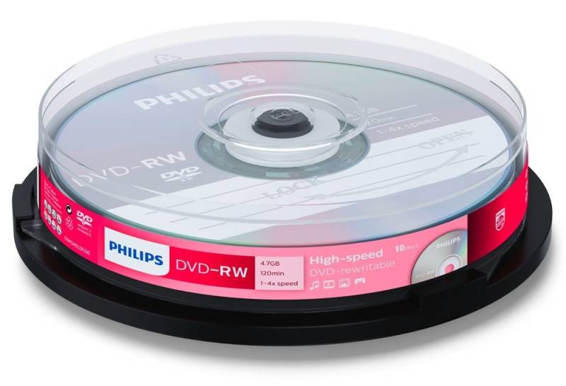 Philips DVD-Rohling 10 Philips Rohlinge DVD-RW 4,7GB 4x Spindel von Philips