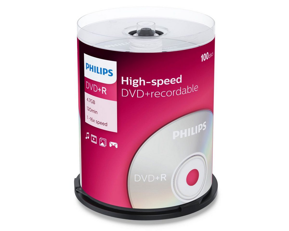 Philips DVD-Rohling 1x100 DVD+R 4,7GB 16x SP Philips DVD-Rohling 1x100 DVD+R 4,7GB 16x SP von Philips