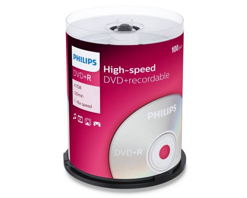 Philips DVD-Rohling 1x100 DVD+R 4,7GB 16x SP von Philips