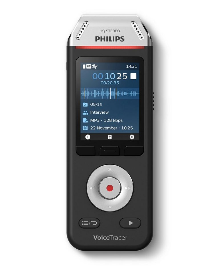 Philips DVT2110 Digitales Diktiergerät (Stereo, Großes Farbdisplay) von Philips