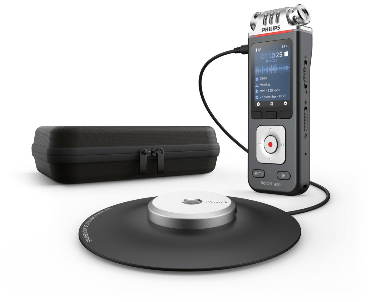 Philips DVT8110 Meeting-Recorder Digitales Diktiergerät (professionelles 360° Mikrofon, Tasche, App Steuerung) von Philips