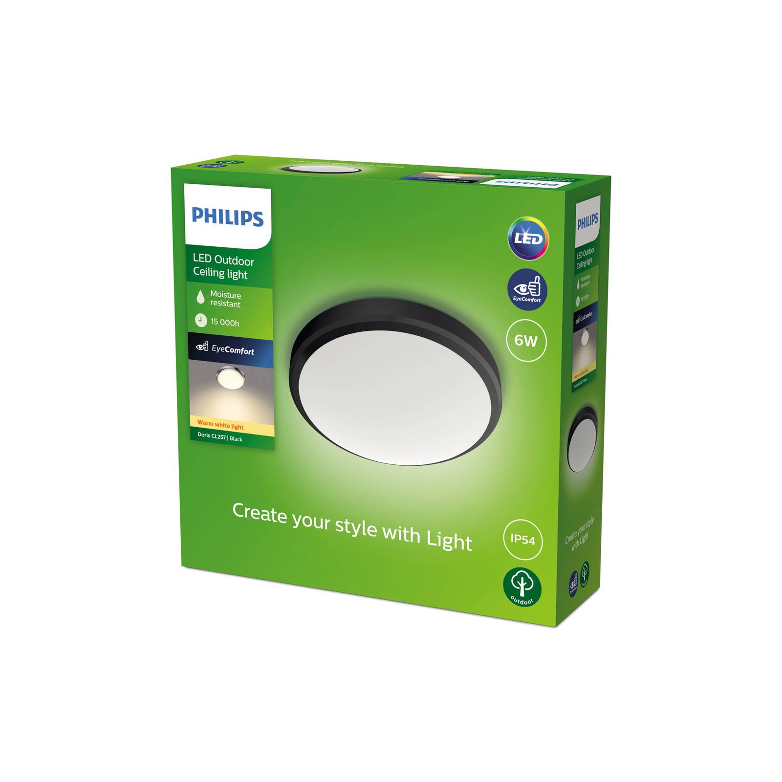 Philips Doris LED-Außenleuchte IP54 2.700K schwarz Philips Doris LED-Außenleuchte IP54 2.700K schwarz von Philips