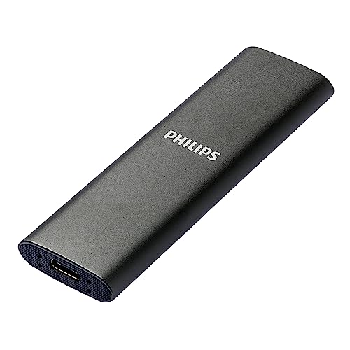 Philips Externe Portable SSD 250 GB - Ultra Slim SATA Ultra Speed USB-C, Lesegeschwindigkeit bis zu 540 MB/s, Aluminium von Philips