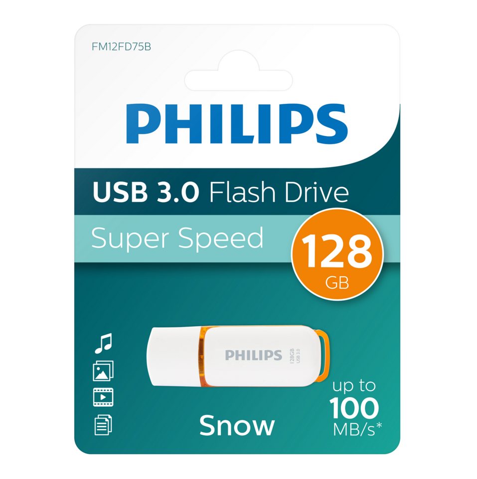 Philips FM12FD75B/00 USB-Stick (USB 3.0, Lesegeschwindigkeit 100,00 MB/s, Sunrise Orange®, 128GB, USB3.0, LED, 1er Pack) von Philips