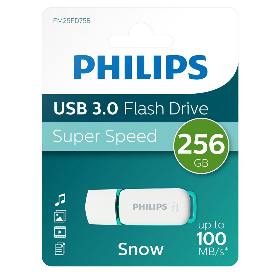 Philips FM25FD75B/00 USB-Stick (USB 3.0, Lesegeschwindigkeit 100,00 MB/s, Spring Green®, 256GB, USB3.0, LED, 1er Pack) von Philips