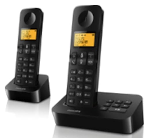 Philips Festnetztelefon D2652B/01 Dual - Haustelefon mit Anrufbeantworter - 1'6-Zoll-Display - Telefonbuch - Rufnummernerkennung - Kurzwahlnummern - Schwarz von Philips