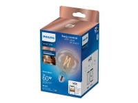 Philips Filament-Kugellampe klar 7 W (entspr. 60 W) G95 E27, Intelligentes Leuchtmittel, Transparent, LED, E27, Weiß, 2700 K von Philips