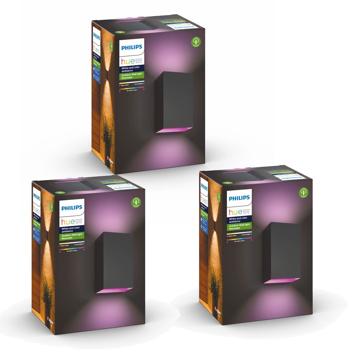 Philips Hue - 3x Resonate Außenwandleuchte - White&Color Ambiance - Bundle von Philips