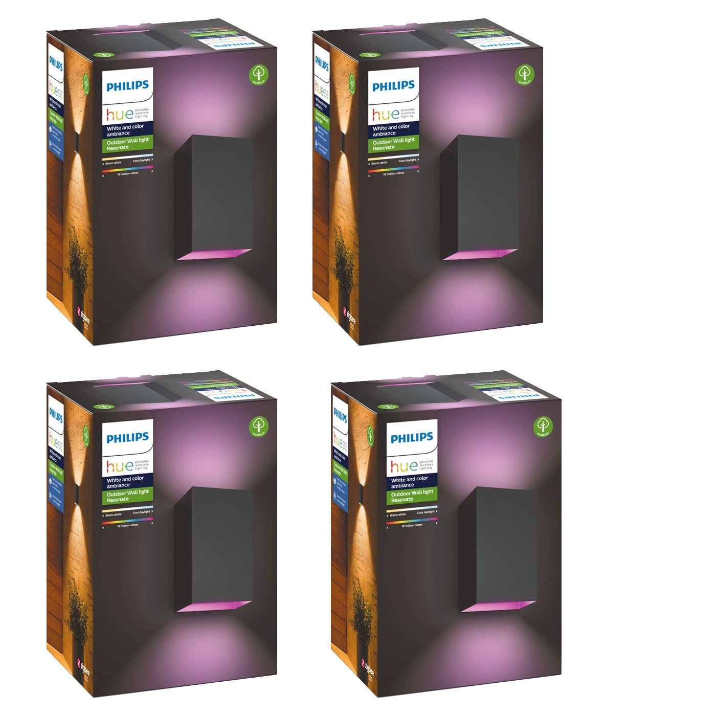 Philips Hue - 4x Resonate Außenwandleuchte - White&Color Ambiance - Bundle von Philips